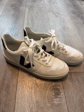 Veja White Sneakers with Black V Logo